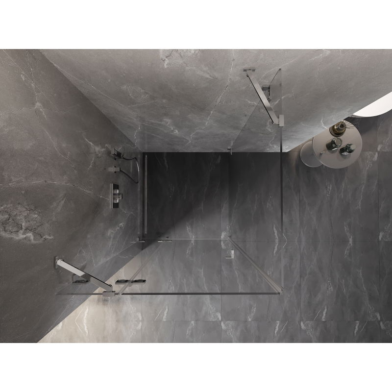 Mexen Lunar dušo kabina varstoma kairė 80 x 80 cm, skaidri, chromuota - 834-080-080-01-00-L