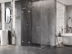 Mexen Lunar L kairi dušo kabina 95 x 80 cm, permatoma, chromuota - 834L-095-080-01-00-L