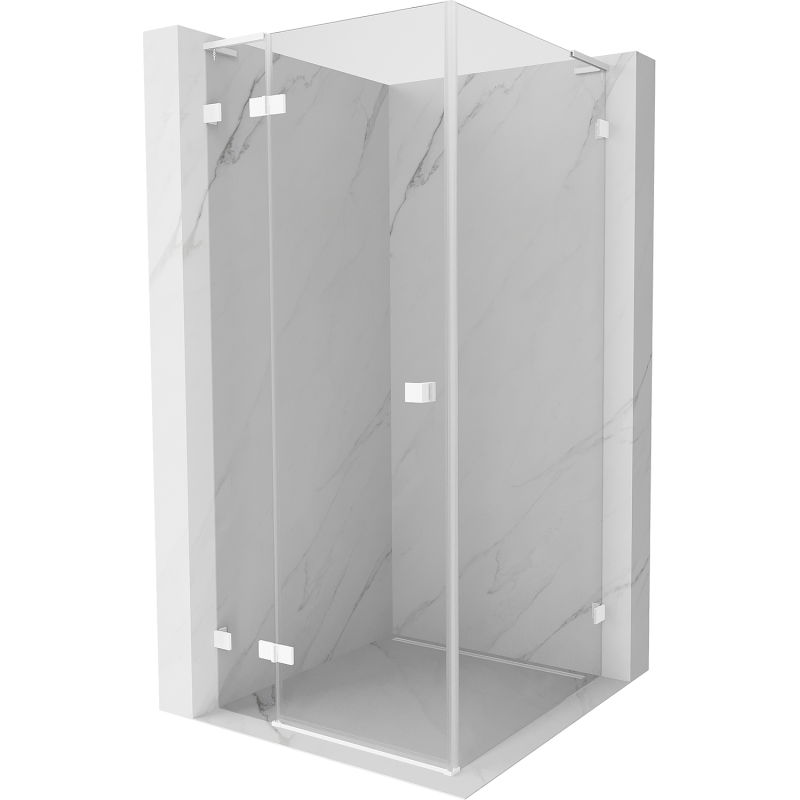 Mexen Lunar L kairdus kabina atidaromoji kairioji 80 x 80 cm, skaidrus, baltas - 834L-080-080-20-00-L