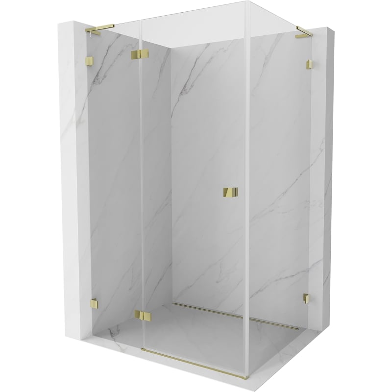 Mexen Lunar L left-side hinged shower cabin 100 x 70 cm, transparent, gold - 834L-100-070-50-00-L