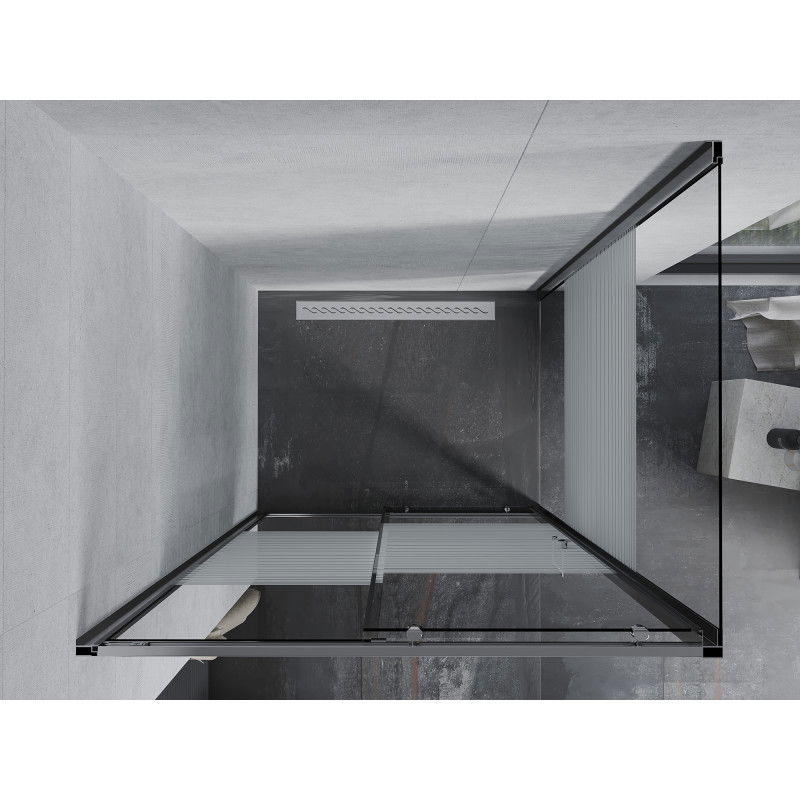 Mexen Apia 115 x 100 cm stumdomasis dušo kabinas, baltos juostos, chromas - 840-115-100-01-20