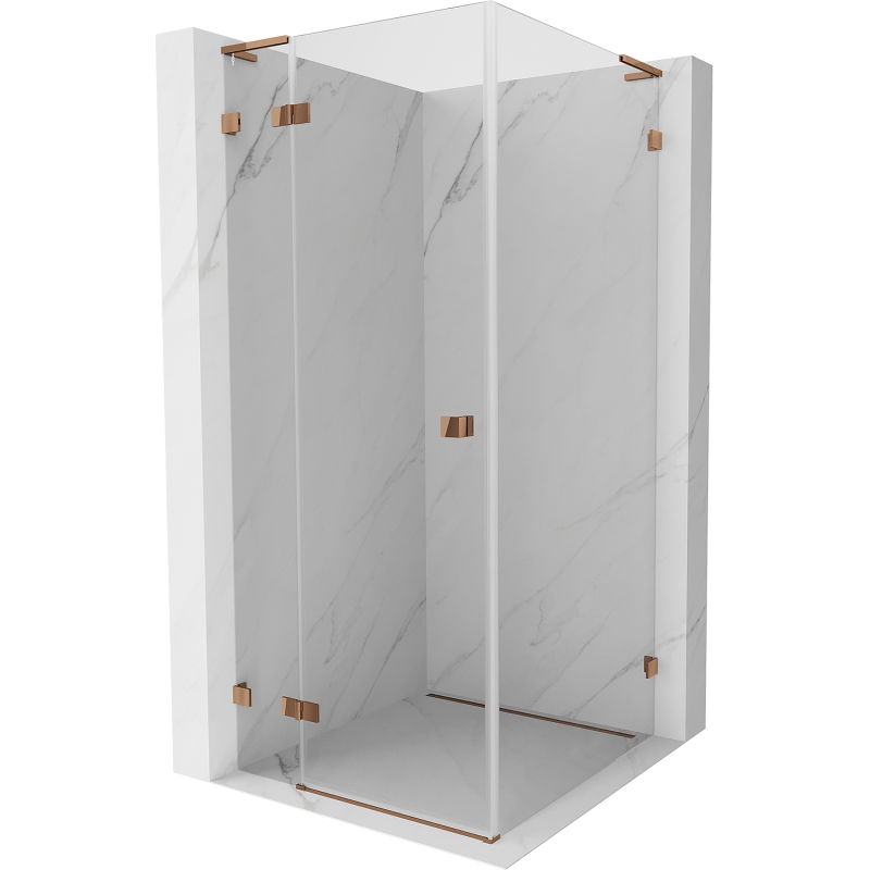 Mexen Lunar L dušo kabina varstoma kairė 80 x 80 cm, permatoma, rožinis auksas - 834L-080-080-60-00-L