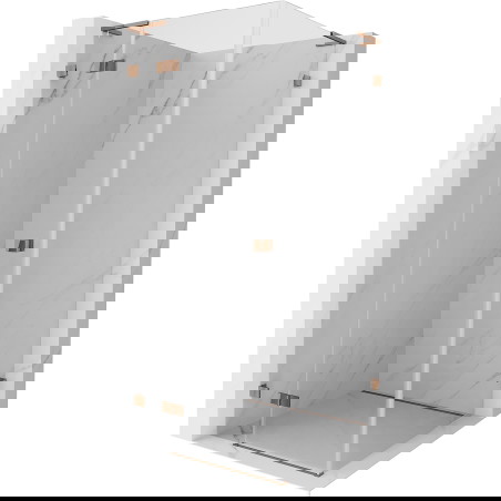 Mexen Lunar L kairios pusės varstoma dušo kabina 80 x 80 cm, skaidri, rožinio aukso spalvos - 834L-080-080-60-00-L