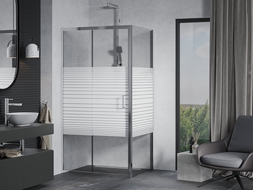 Mexen Apia slankiojamas dušo kabina 130 x 90 cm, baltos juostos, chromas - 840-130-090-01-20