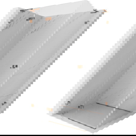 Mexen Lunar L kairiųjų durų dušo kabina 90 x 80 cm, skaidri, rožinis auksas - 834L-090-080-60-00-L