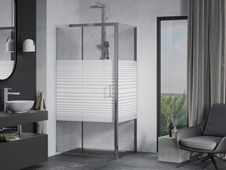 Mexen Apia stumdomas dušo kabinas 140 x 70 cm, baltos juostos, chromas - 840-140-070-01-20