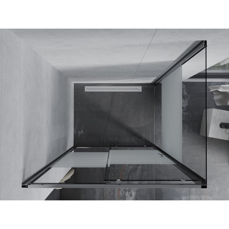 Mexen Apia stumdomas dušo kabinas 140 x 90 cm, baltos juostelės, chromas - 840-140-090-01-20