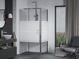 Mexen Apia stumdomos dušo kabina 140 x 100 cm, baltos juostos, chromas - 840-140-100-01-20