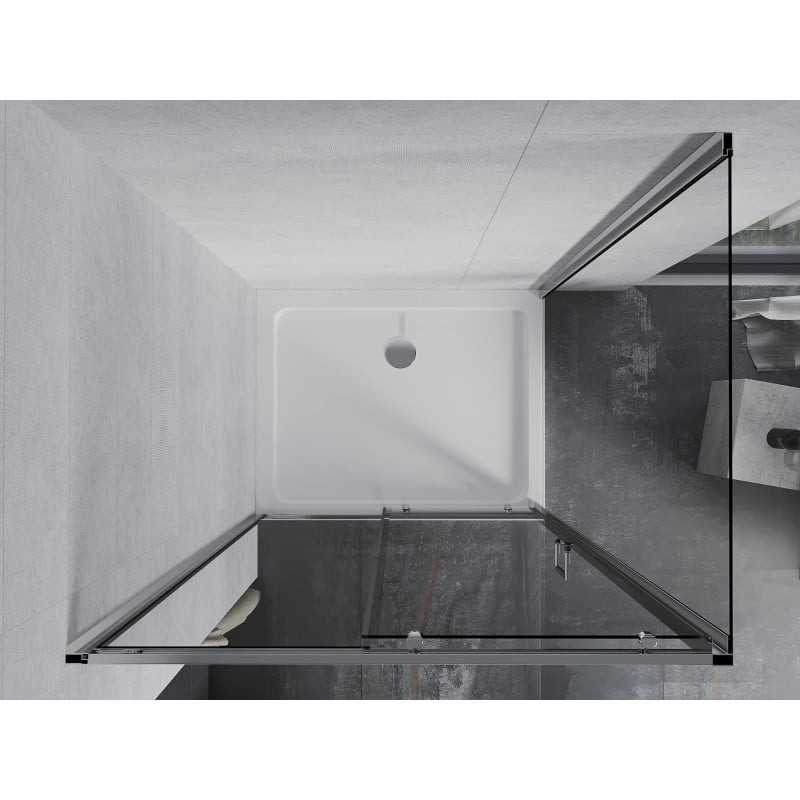 Mexen Apia stumdomas dušo kabina 90 x 70 cm, skaidrus, chromas + padėklas Flat - 840-090-070-01-00-4010