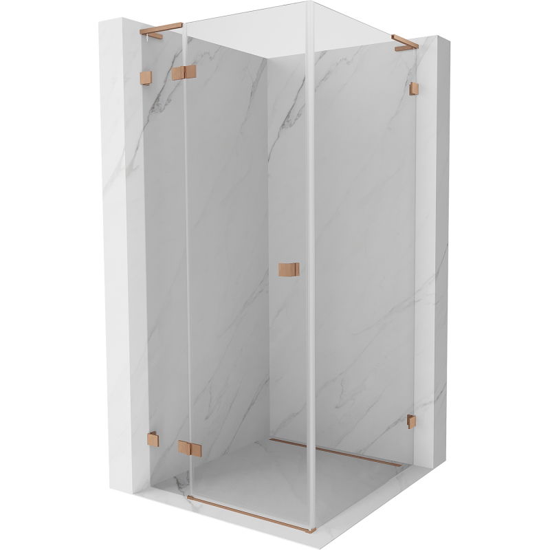Mexen Lunar L dušas kabina su atidaromomis durimis, kairinė 80 x 80 cm, skaidrus, šlifuotas varis - 834L-080-080-65-00-L