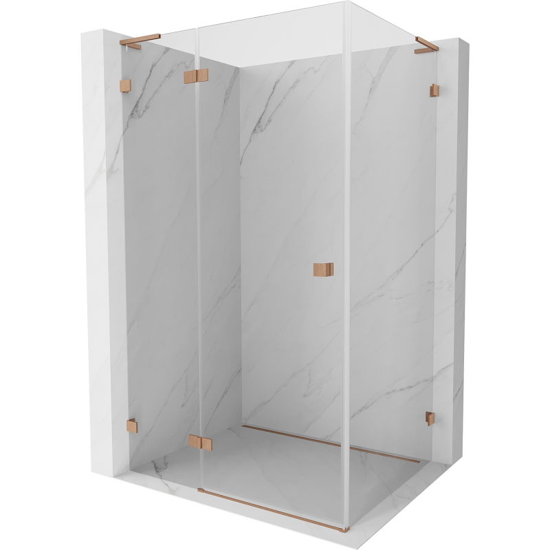 Mexen Lunar L dušo kabina varstoma kairė 100 x 90 cm, permatoma, šlifuotas varis - 834L-100-090-65-00-L