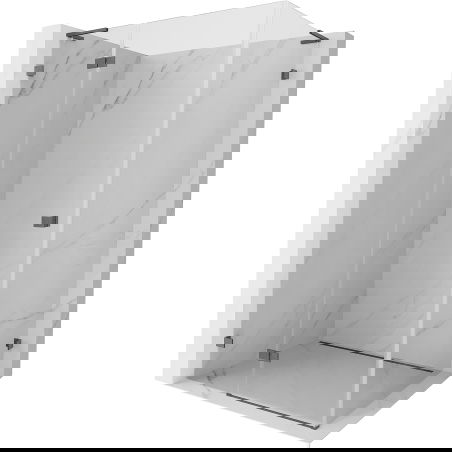 Mexen Lunar L dušo kabina varstoma kairė 80 x 70 cm, permatoma, gun gray šlifuota - 834L-080-070-66-00-L