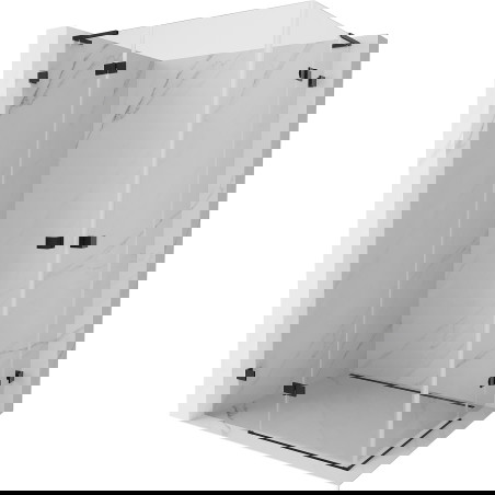 Mexen Lunar L Duo stačiakampė dušo kabina su kairine atveriama 110 x 105 cm, skaidri, juoda - 834L-110L-105P-70-00