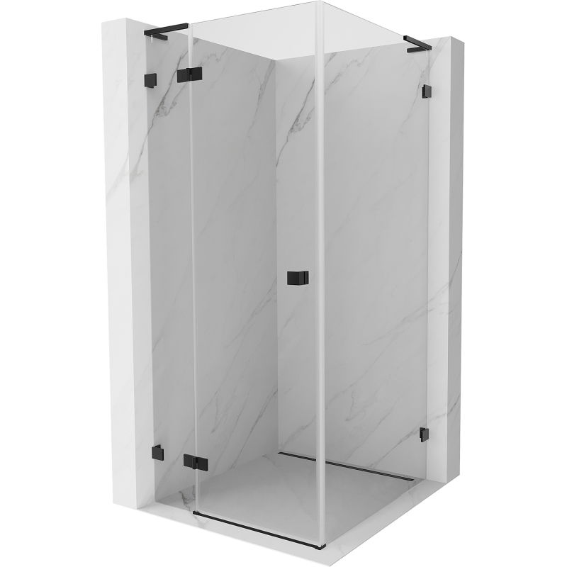 Mexen Lunar L kairiosios pusės įleidžiama dušo kabina 70 x 70 cm, permatoma, juoda - 834L-070-070-70-00-L