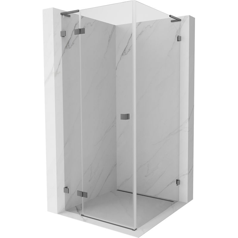 Mexen Lunar L dušo kabina, atidaroma, kairė 70 x 70 cm, skaidrus, tamsus metalas - 834L-070-070-95-00-L