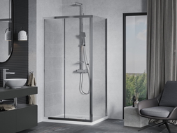 Mexen Apia stumdoma dušo kabina 140 x 70 cm, Skaidrus, Chromo + dušo padėklas Flat - 840-140-070-01-00-4010