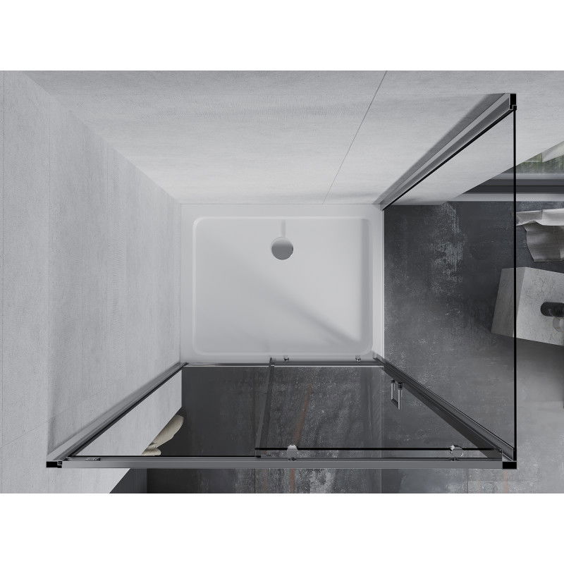 Mexen Apia stumdomas dušo kabinos komplektas 140 x 90 cm, skaidrus, chromas + Flat dušo padėklas - 840-140-090-01-00-4010