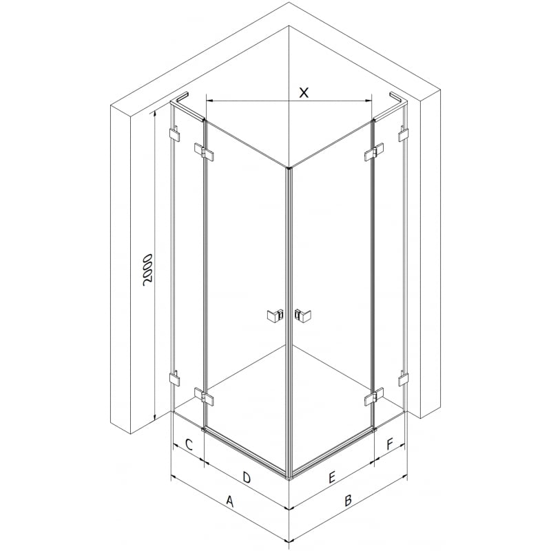 Mexen Lunar L Duo atveriama dušo kabina kairė 115 x 100 cm, skaidri, juoda - 834L-115L-100P-70-00