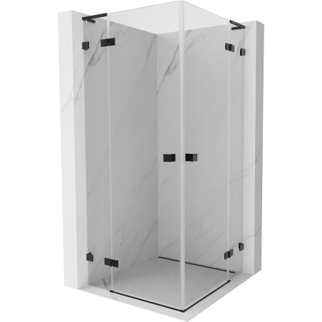 Mexen Lunar L Duo dušo kabina su atveriamomis durimis 115 x 115 cm, permatomos, juoda - 834L-115L-115P-70-00