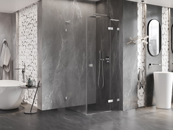 Mexen Lunar L dešinė atveriama dušo kabina 80 x 80 cm, skaidri, chromas - 834L-080-080-01-00-P