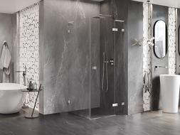 Mexen Lunar L varstoma dešinė dušo kabina 100 x 100 cm, skaidri, chromuota - 834L-100-100-01-00-P