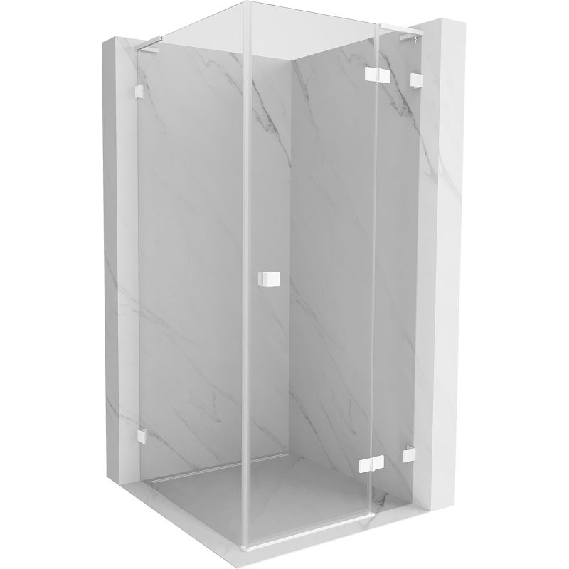 Mexen Lunar L dešinysis atveriamas dušo kabinas 80 x 80 cm, skaidrus, baltas - 834L-080-080-20-00-P