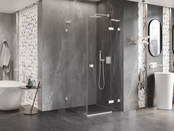 Mexen Lunar L dešinė atveriama dušo kabina 90 x 90 cm, skaidri, balta - 834L-090-090-20-00-P