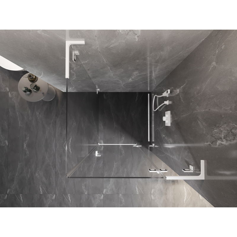 Mexen Lunar L dešinė varstoma dušo kabina 90 x 90 cm, skaidri, balta - 834L-090-090-20-00-P