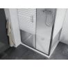 Mexen Apia stumdomasis dušo kabina 140 x 100 cm, baltos juostos, chromas + Flat padėklas - 840-140-100-01-20-4010
