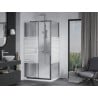 Mexen Apia stumdomasis dušo kabina 140 x 100 cm, baltos juostos, chromas + Flat padėklas - 840-140-100-01-20-4010