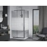 Mexen Apia stumdomasis dušo kabina 140 x 100 cm, baltos juostos, chromas + Flat padėklas - 840-140-100-01-20-4010