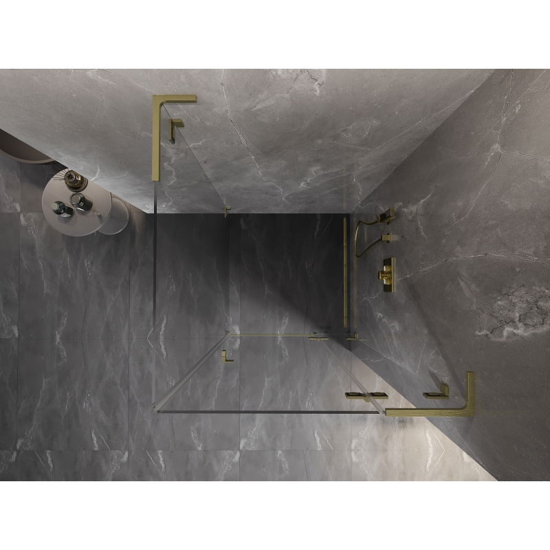 Mexen Lunar L atveriama dešinė dušo kabina 70 x 70 cm, permatomas, auksinis šlifuotas - 834L-070-070-55-00-P
