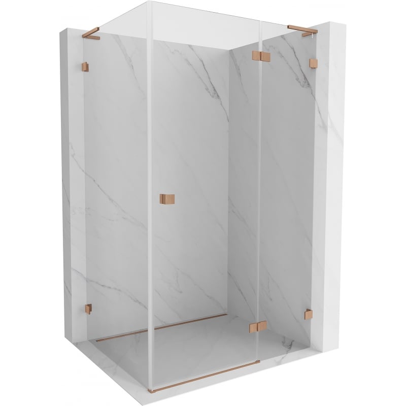 Mexen Lunar L dešinės pusės varstomas dušo kabinas 90 x 70 cm, permatomas, šlifuotas varis - 834L-090-070-65-00-P