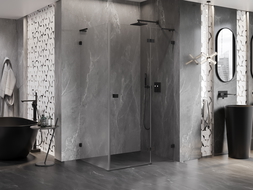 Mexen Lunar L dešinysis dušo kabina 85 x 70 cm, skaidrus, juodas - 834L-085-070-70-00-P