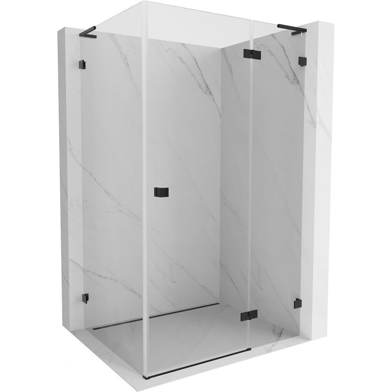 Mexen Lunar L dešinysis atidaromas dušo kabinas 100 x 80 cm, permatomos, juodos - 834L-100-080-70-00-P