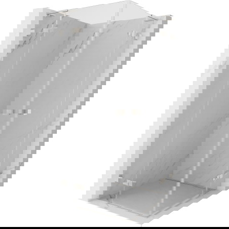 Mexen Lunar L Dviguba dušo kabina su atveriamomis durimis 80 x 80 cm, skaidri, šepečiu nikelis - 834L-080L-080P-97-00