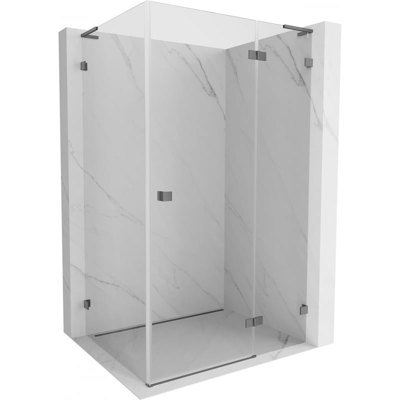 Mexen Lunar L dešinysis atverčiamas dušo kabinos rinkinys 100 x 90 cm, skaidrus, ginklų metalo - 834L-100-090-95-00-P