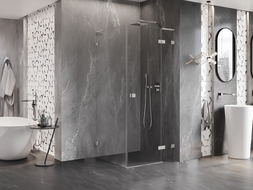 Mexen Lunar L dešinioji 80 x 80 cm dušo kabina, skaidri, šlifuotas nikelis - 834L-080-080-97-00-P