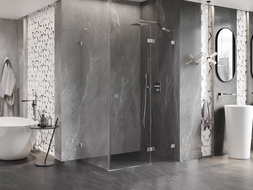 Mexen Lunar dušo kabina, atveriama dešinė, 75 x 70 cm, skaidri, chromuota - 834-075-070-01-00-P