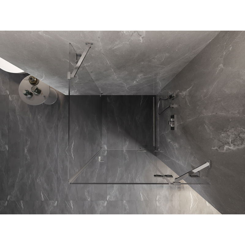 Mexen Lunar atidaroma dešinioji dušo kabina 80 x 80 cm, skaidri, chromuota - 834-080-080-01-00-P