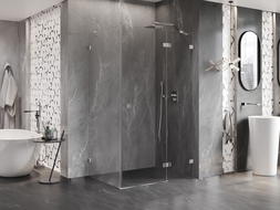 Mexen Lunar dešinė dušo kabina 85 x 80 cm, skaidri, chromuota - 834-085-080-01-00-P