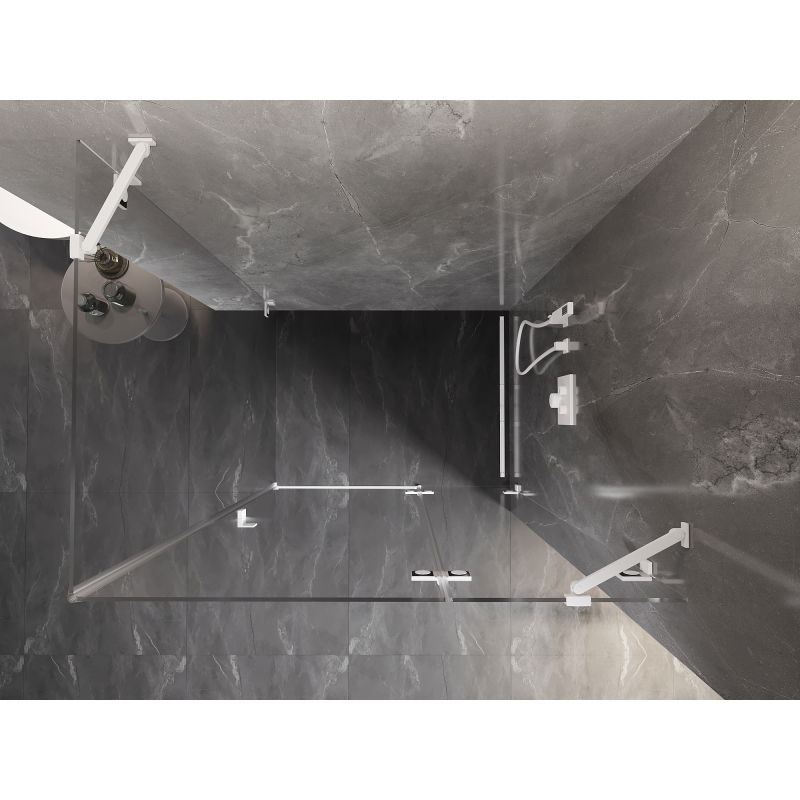 Mexen Lunar dušo kabina atveriama dešinė 100 x 80 cm, permatoma, balta - 834-100-080-20-00-P