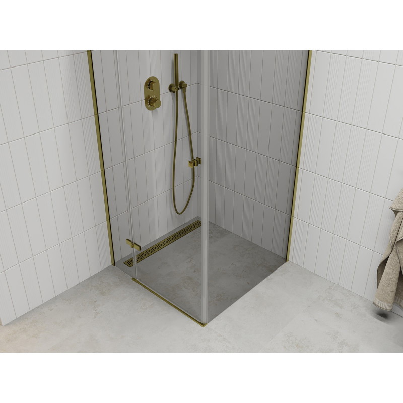 Mexen Roma atveriamas dušo kabinas 70 x 70 cm, skaidrus, auksinis - 854-070-070-50-00