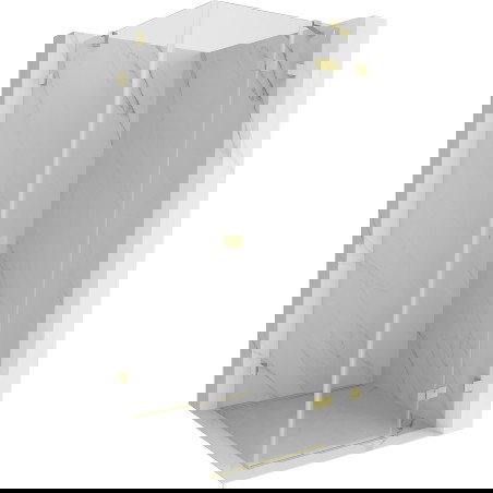 Mexen Lunar dešininė atveriama dušo kabina 100 x 100 cm, skaidri, šlifuota auksinė - 834-100-100-55-00-P