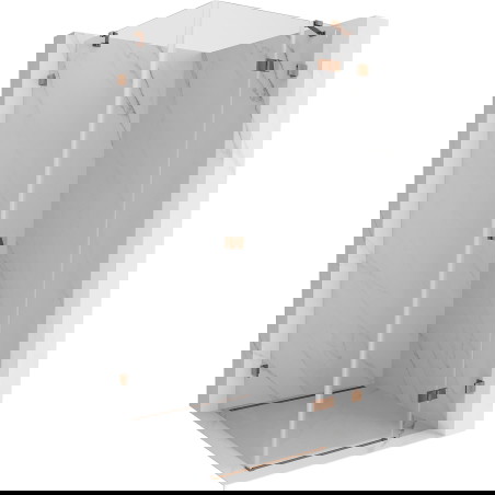 Mexen Lunar dušo kabina su atveriamomis durimis dešinė 80 x 80 cm, permatomos, rožinis auksas - 834-080-080-60-00-P