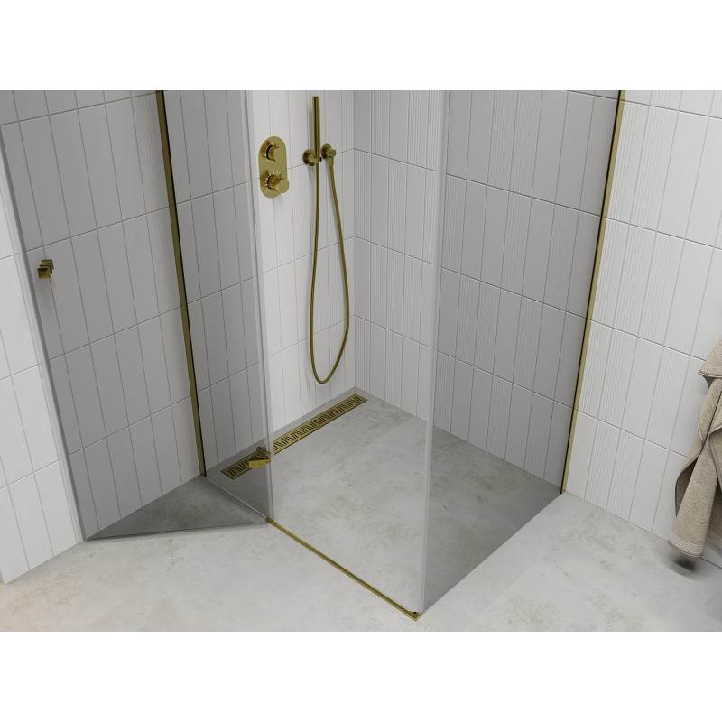 Mexen Roma vartoma dušo kabina 90 x 80 cm, skaidri, auksinė - 854-090-080-50-00