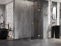 Mexen Lunar dešinioji dušo kabina 80 x 80 cm, skaidri, šlifuota varis - 834-080-080-65-00-P