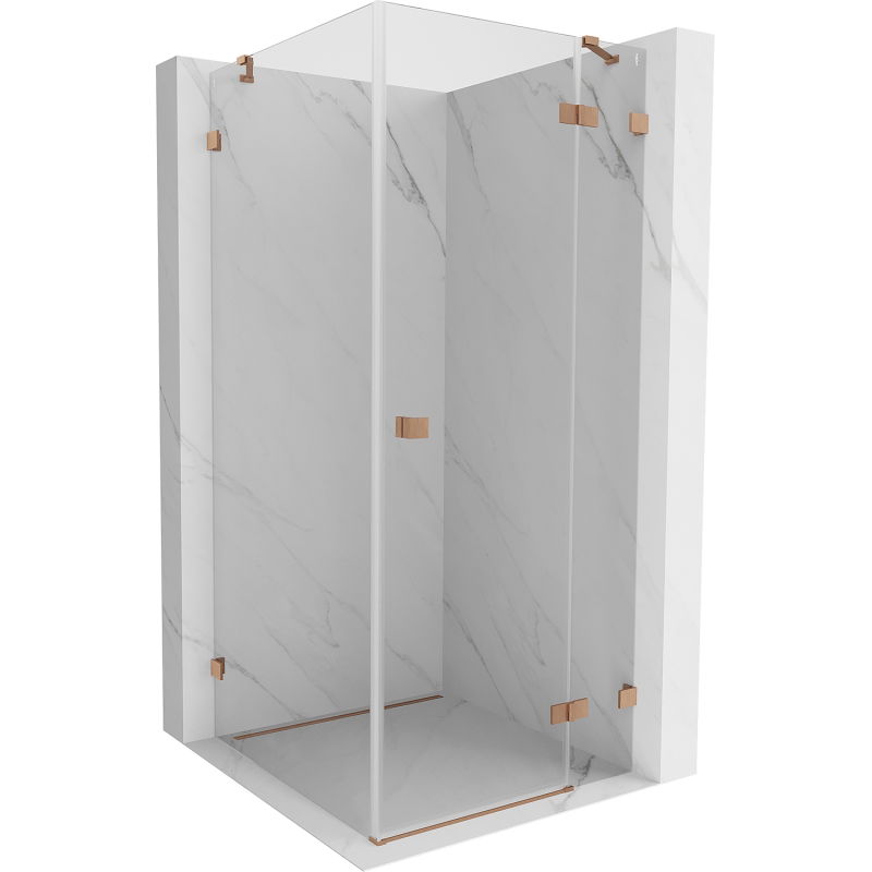 Mexen Lunar dušo kabina, dešinė pusė 90 x 90 cm, permatoma, šlifuotas varis - 834-090-090-65-00-P
