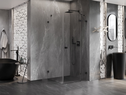 Mexen Lunar dušo kabina, dešinė pusė 80 x 80 cm, permatoma, juoda - 834-080-080-70-00-P