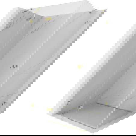 Mexen Lunar kairi prausimosi kabina, atveriama kairė 100 x 80 cm, permatoma, auksinė - 834-100-080-50-00-L